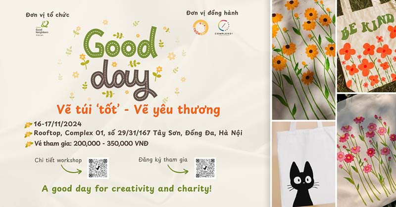 Workshop Good Day 2024 với chủ đề Vẽ túi tote, vẽ yêu thương